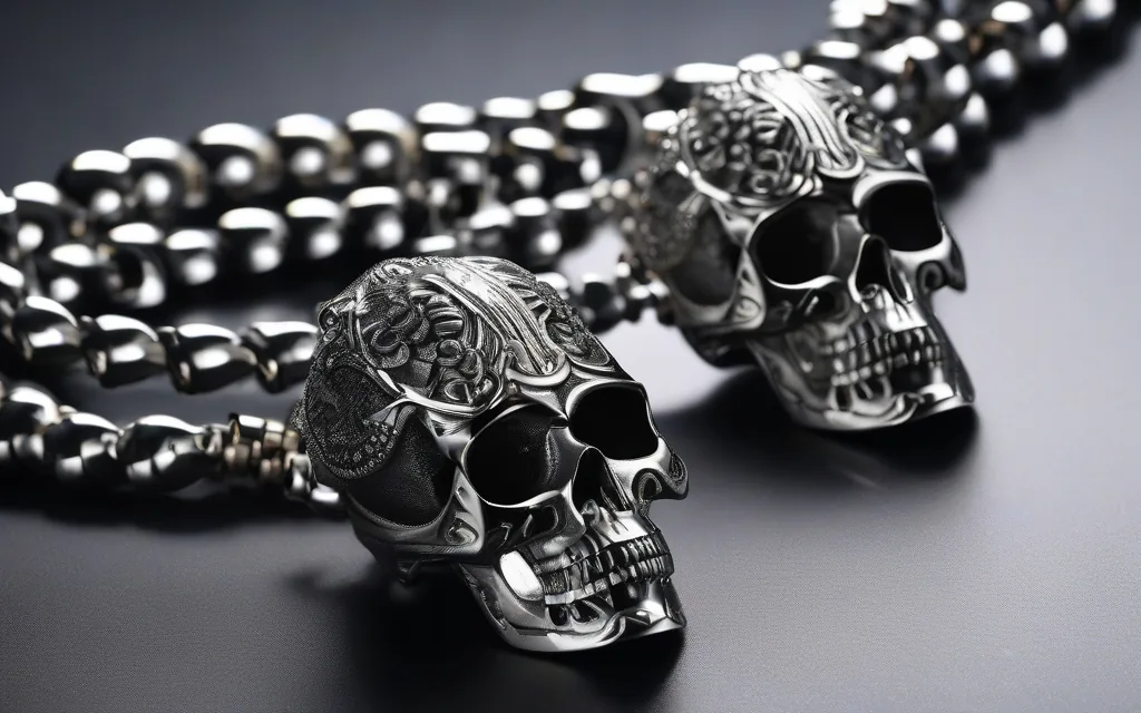 Gothic skull rings with dark jewelry and black metal styling