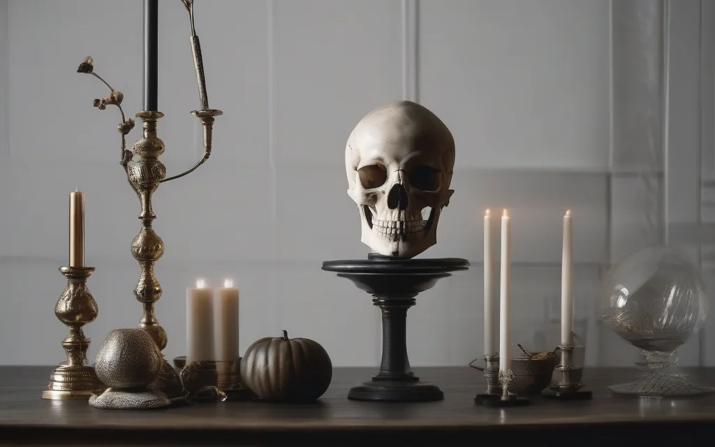 Halloween skull costume ideas with dark fashion and skull accessories