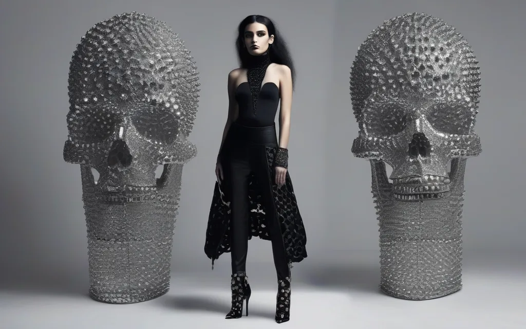 Skull accessories with bags belts hats and dark fashion details