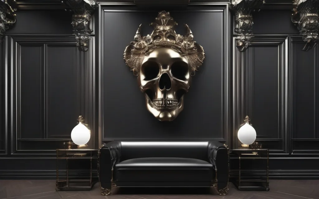 Skull wall art and framed skull decor for dark interiors