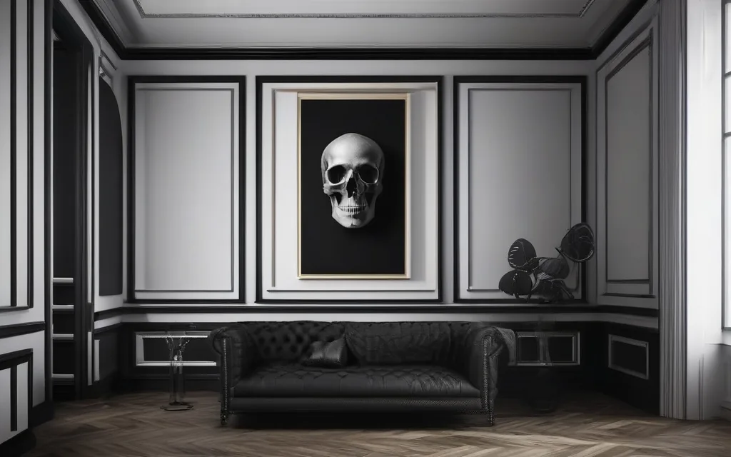 Skull art with dark wall prints gothic artwork and decorative skull illustrations