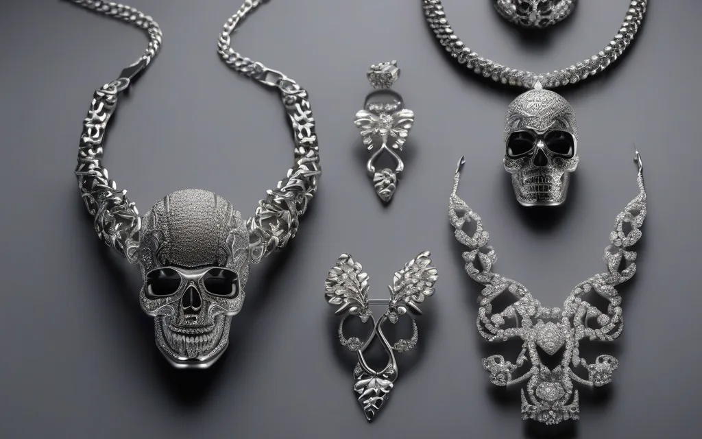Skull jewelry with gothic rings necklaces bracelets and dark metal accessories