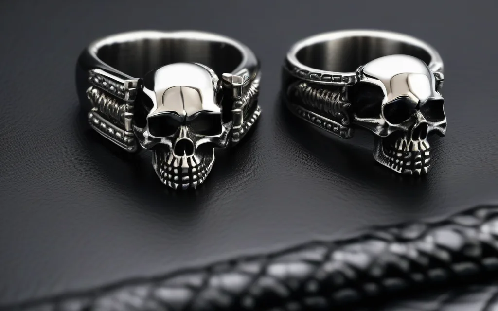 Stainless steel skull rings styled as everyday dark jewelry for men
